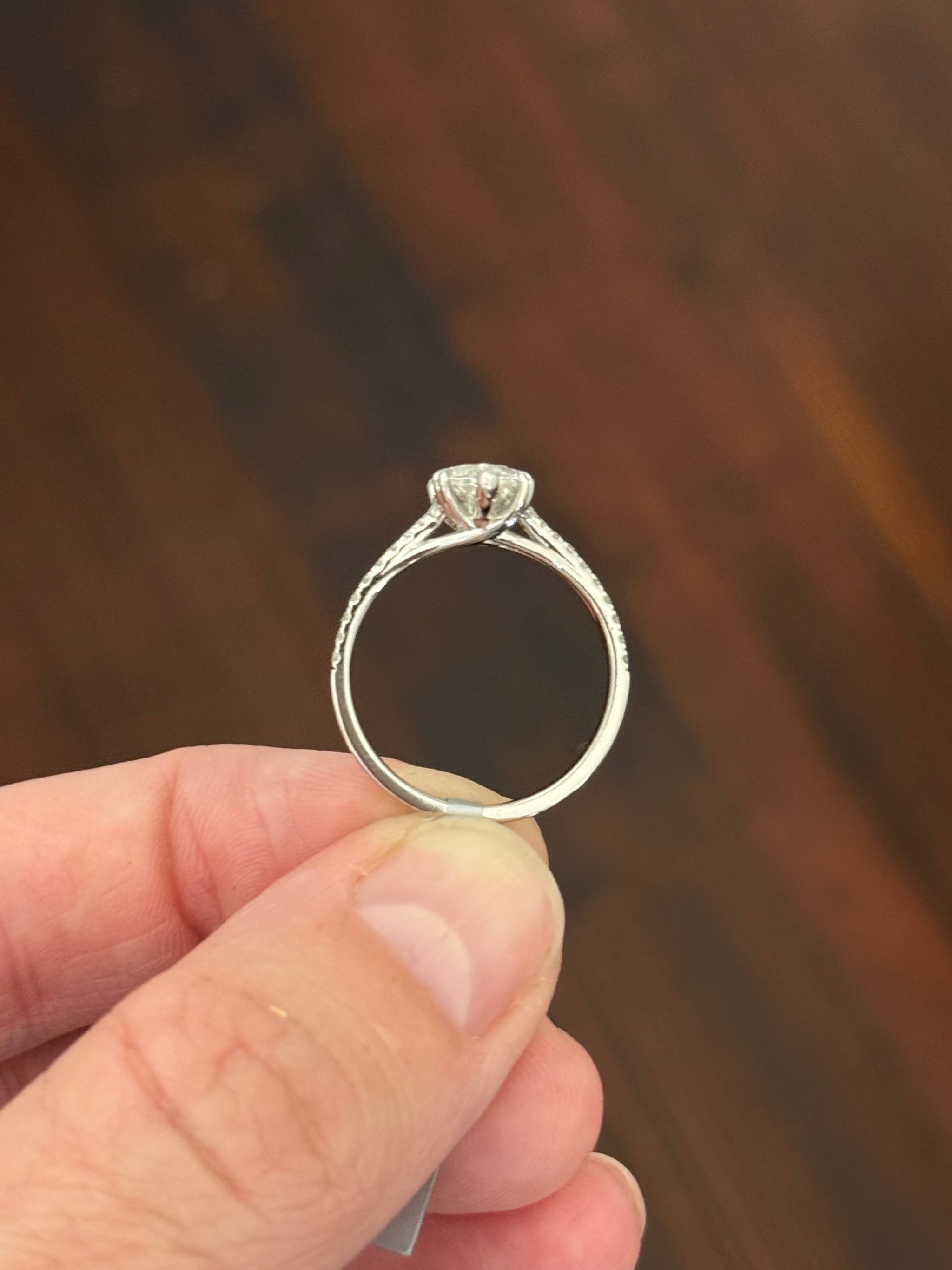 White gold marquise and round lab diamond ring