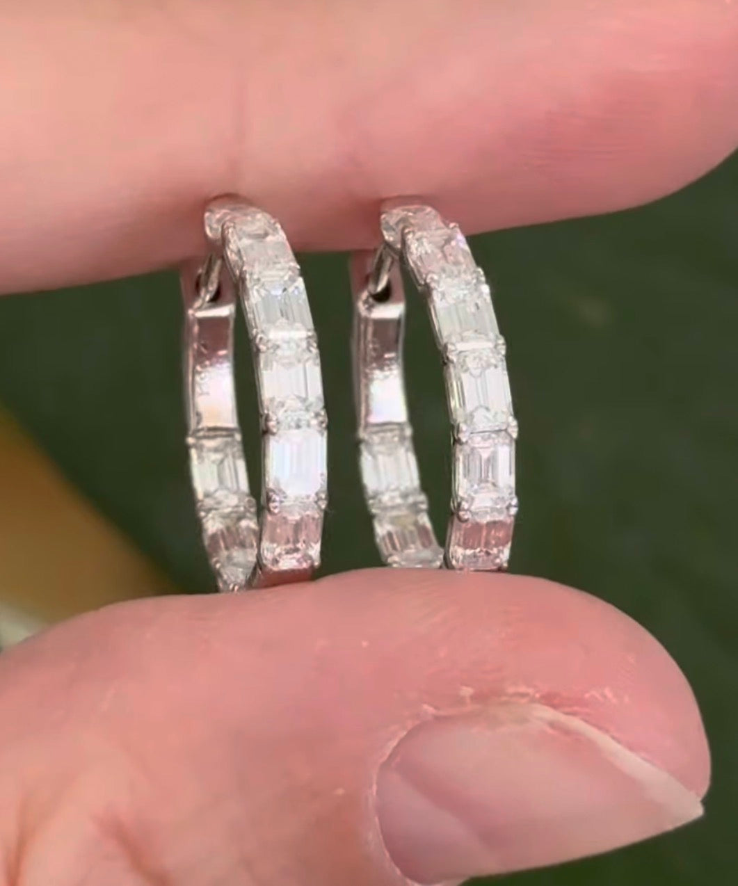 19mm white gold 2.96ct lab diamond inside out hoop earrings