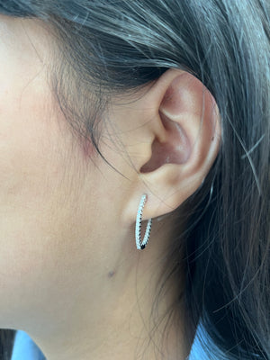 14k 0.50 TCW Yellow and White Gold Hoop Earrings
