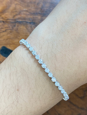 4.13 CT Lab 6.5 inches 3 Prongs Tennis Bracelet