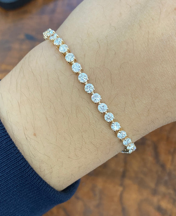 5.26 CT Lab 7 inches Yellow 3 Prongs Tennis Bracelet