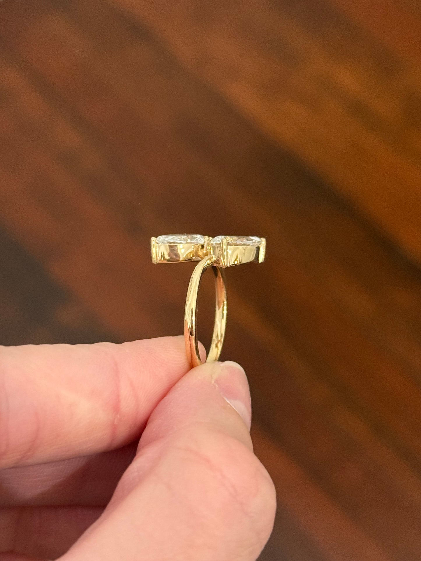 Yellow gold 2.16ct pear shaped lab diamond ring