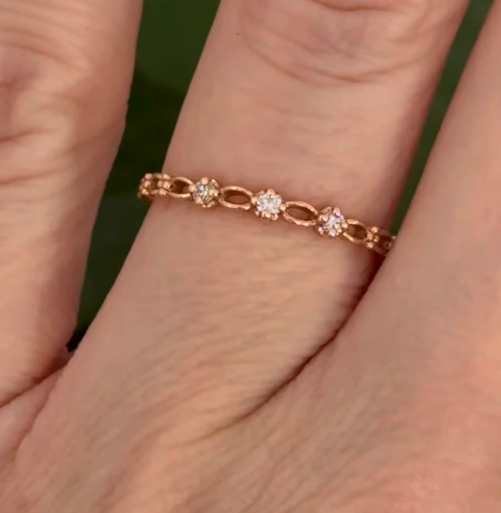 Rose gold natural diamond band