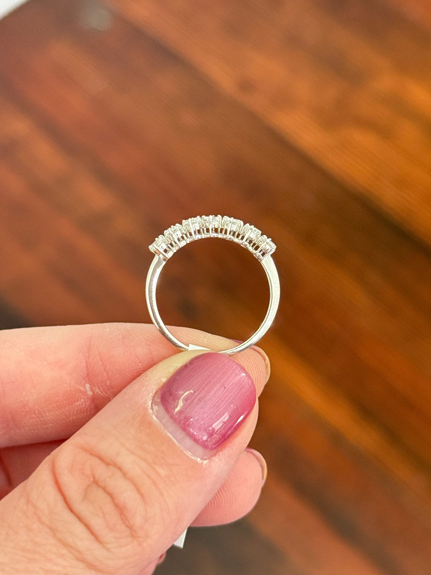 White gold pear shape lab diamond band