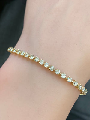 3.96 CT LAB YELLOW 3 PRONGS 7.15 INCHES TENNIS BRACELET