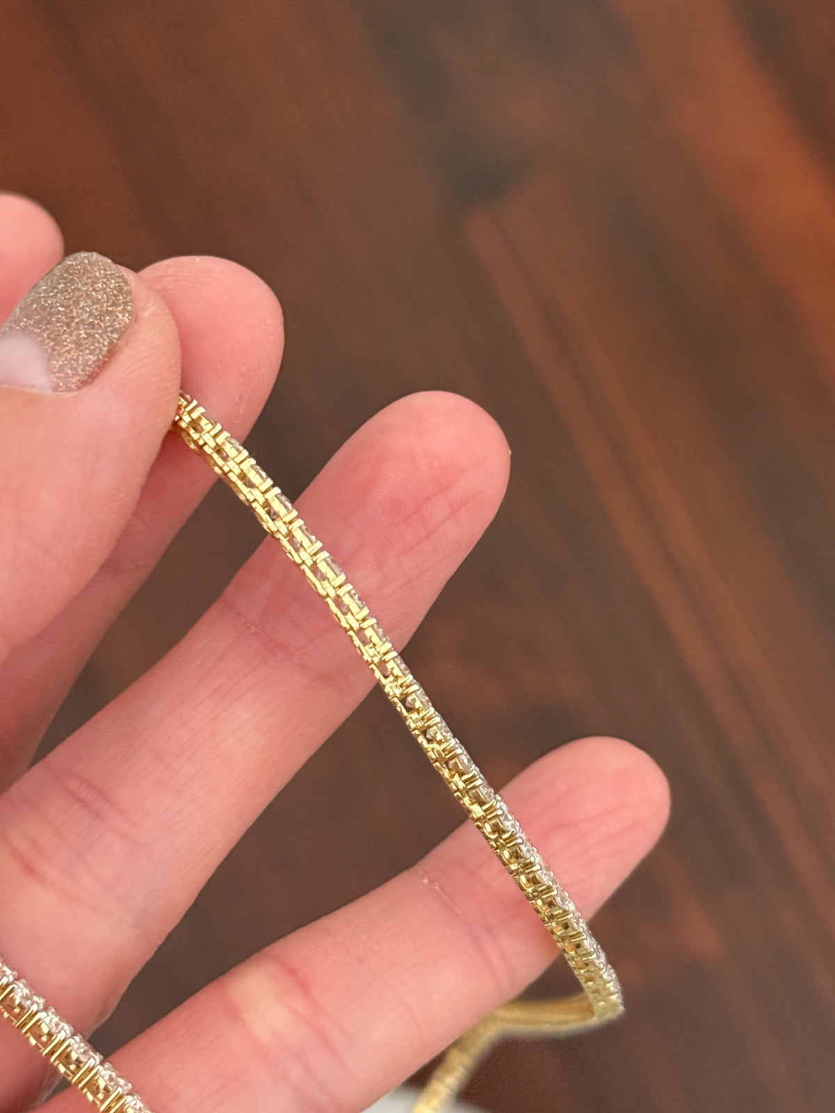 18” 4 prong yellow gold with white gold prongs 15ct lab diamond tennis necklace