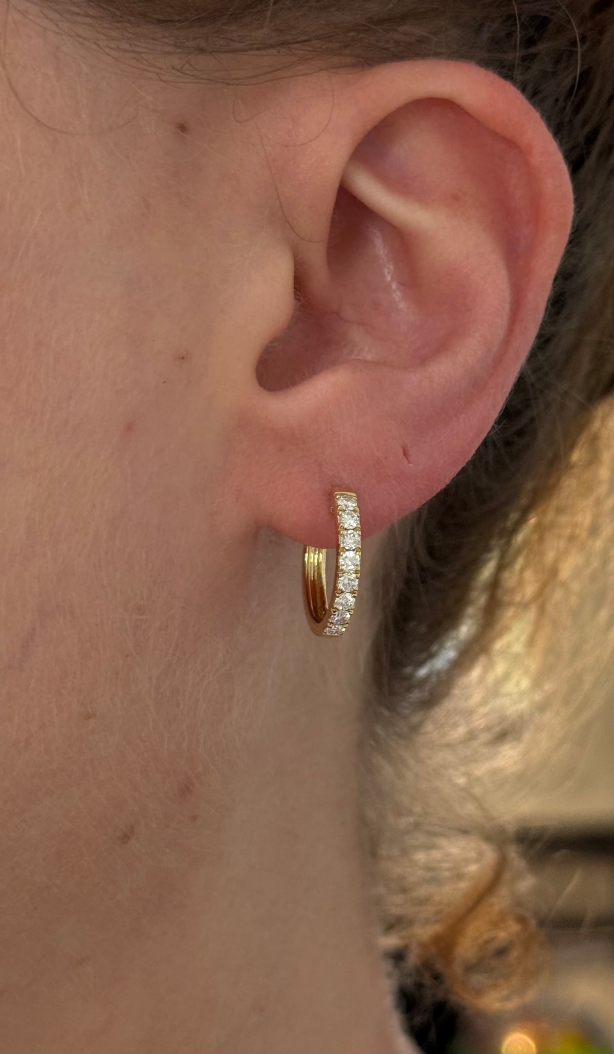 15.9mm yellow gold 0.60ct lab diamond hoop earrings