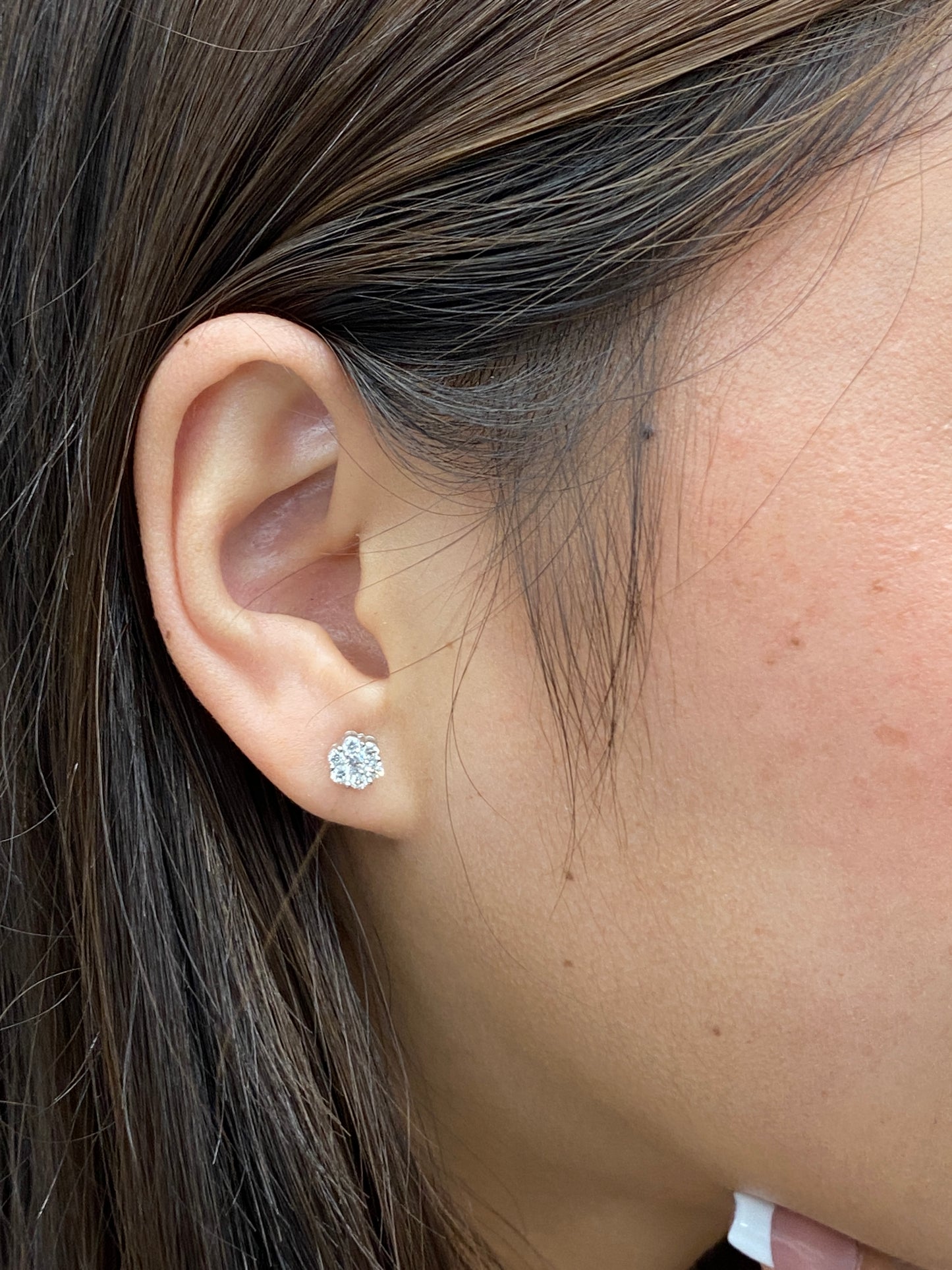 0.50CT Lab-Grown Diamond Sterling Silver Flower Earrings