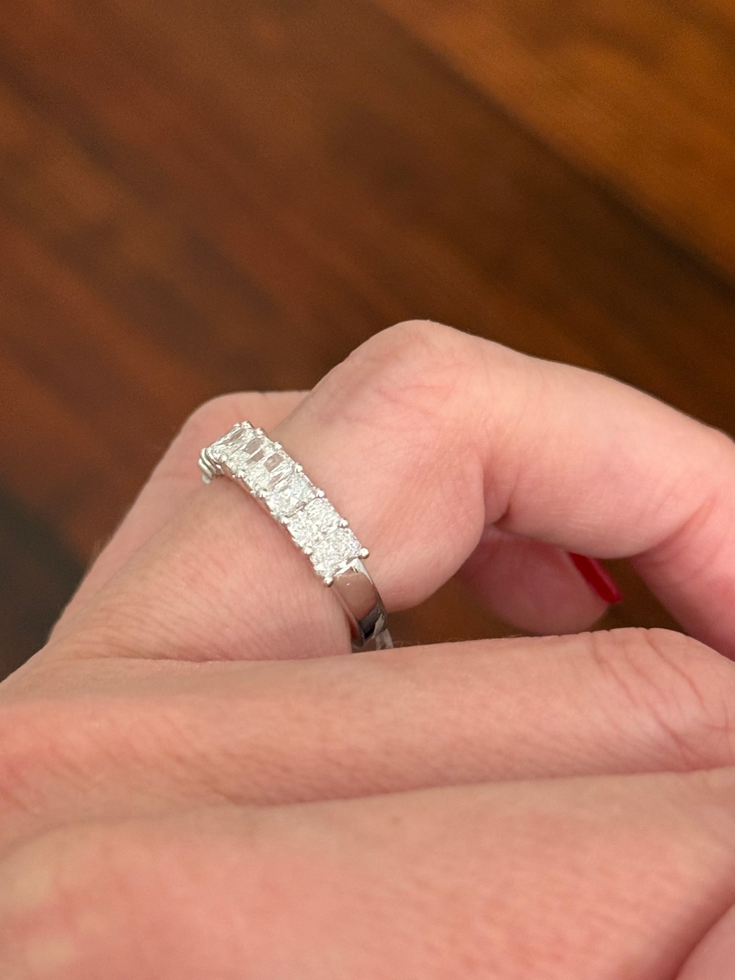 White gold 2.11ct radiant lab diamond band