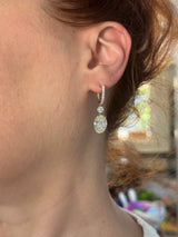 Yellow gold oval and round lab diamond latch back dangle earrings