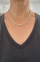 18” 4 prong yellow gold with white gold prongs 15ct lab diamond tennis necklace