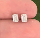 White gold 0.70ct emerald cut lab diamond stud earrings with screw backs