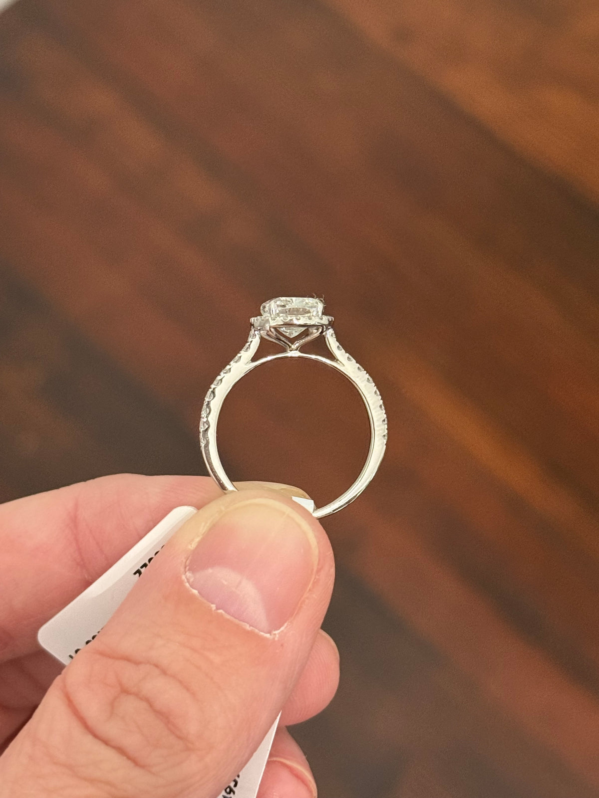 IGI certified cushion cut lab diamond ring. Center stone is 2.09cts