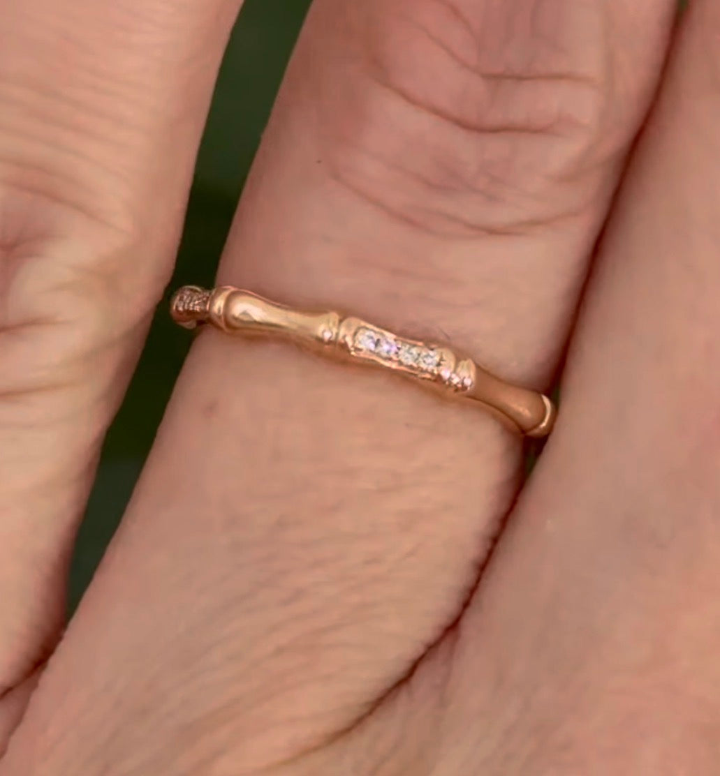 Rose gold natural diamond band