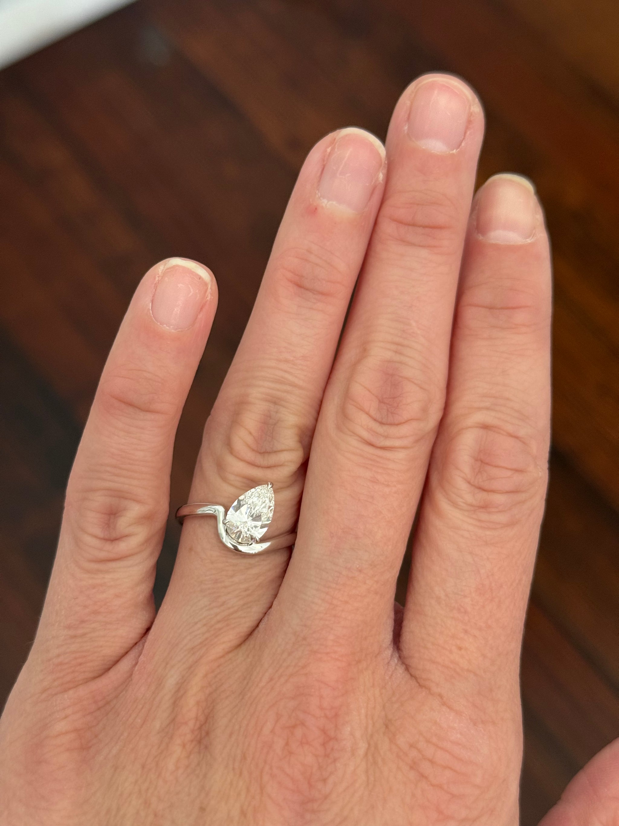 White gold 1.48ct pear shape lab diamond ring