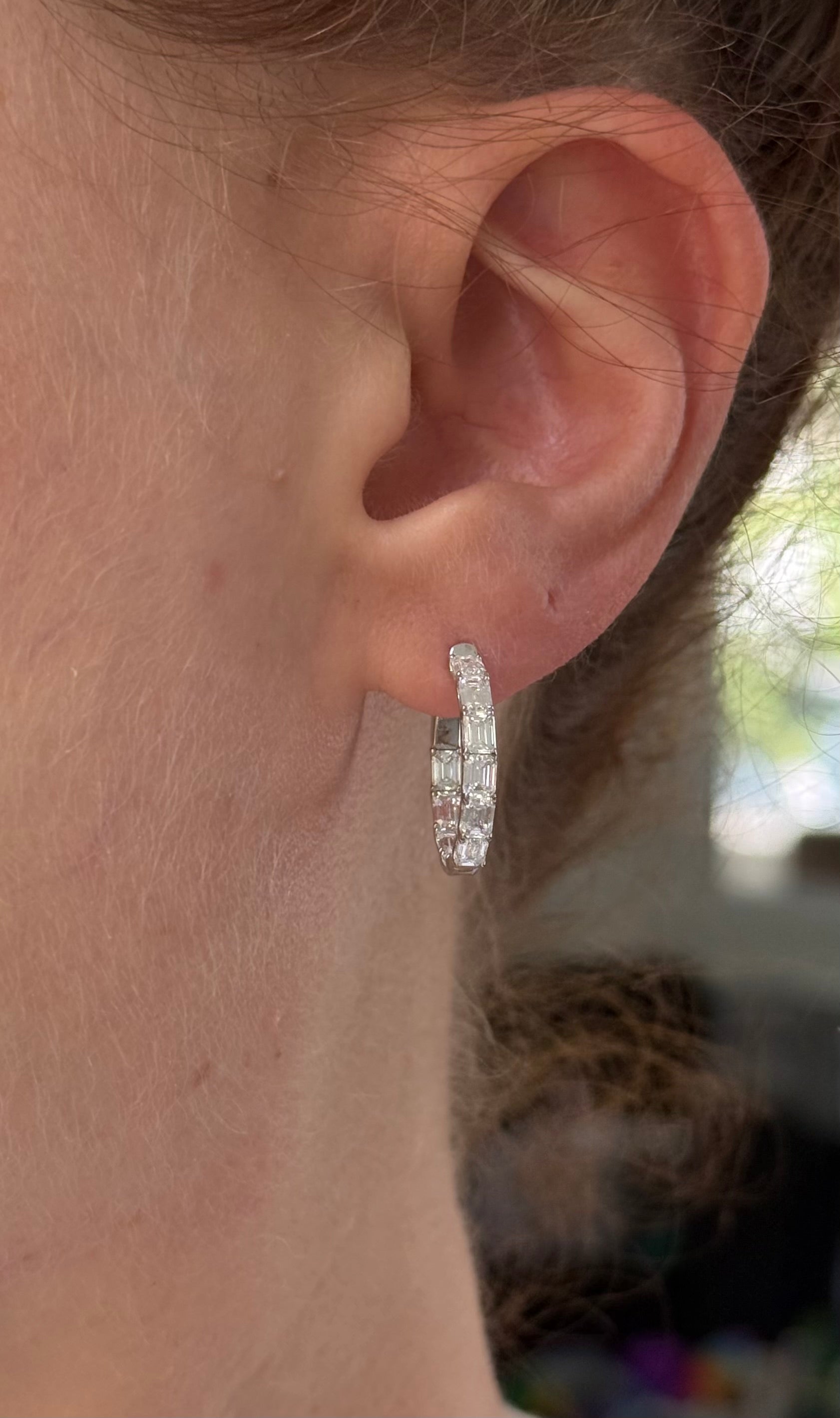 19mm white gold 2.96ct lab diamond inside out hoop earrings