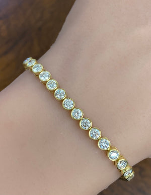 18k 5.31 CT Lab 6.5 inches Yellow Bezel Tennis Bracelet