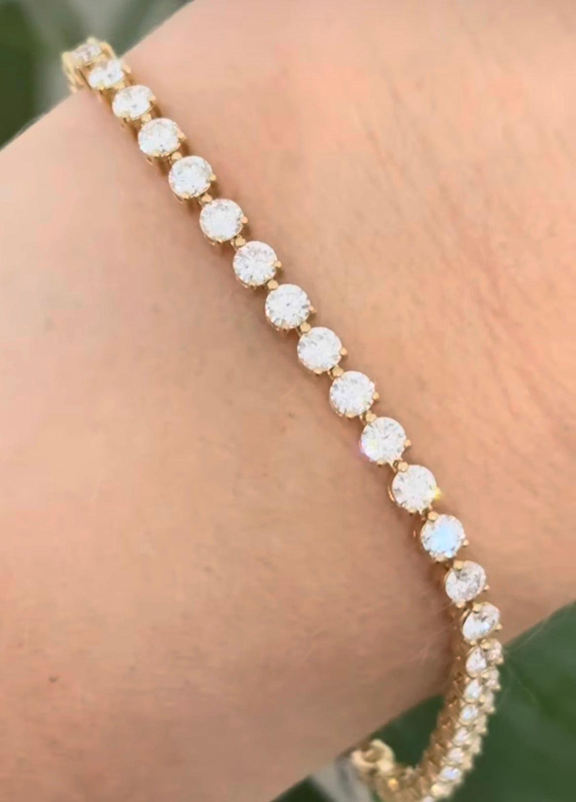3 prong yellow gold 5.03ct lab diamond tennis bracelet