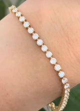 3 prong yellow gold 5.03ct lab diamond tennis bracelet