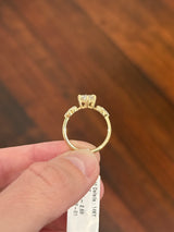 Yellow gold IGI certified 2.69ct step cut duchess cut lab diamond and marquise and round lab diamond ring. Duchess cut measures 12.69x6.28x4.05mm