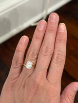 Yellow gold IGI certified 3.04ct cushion cut lab diamond ring
