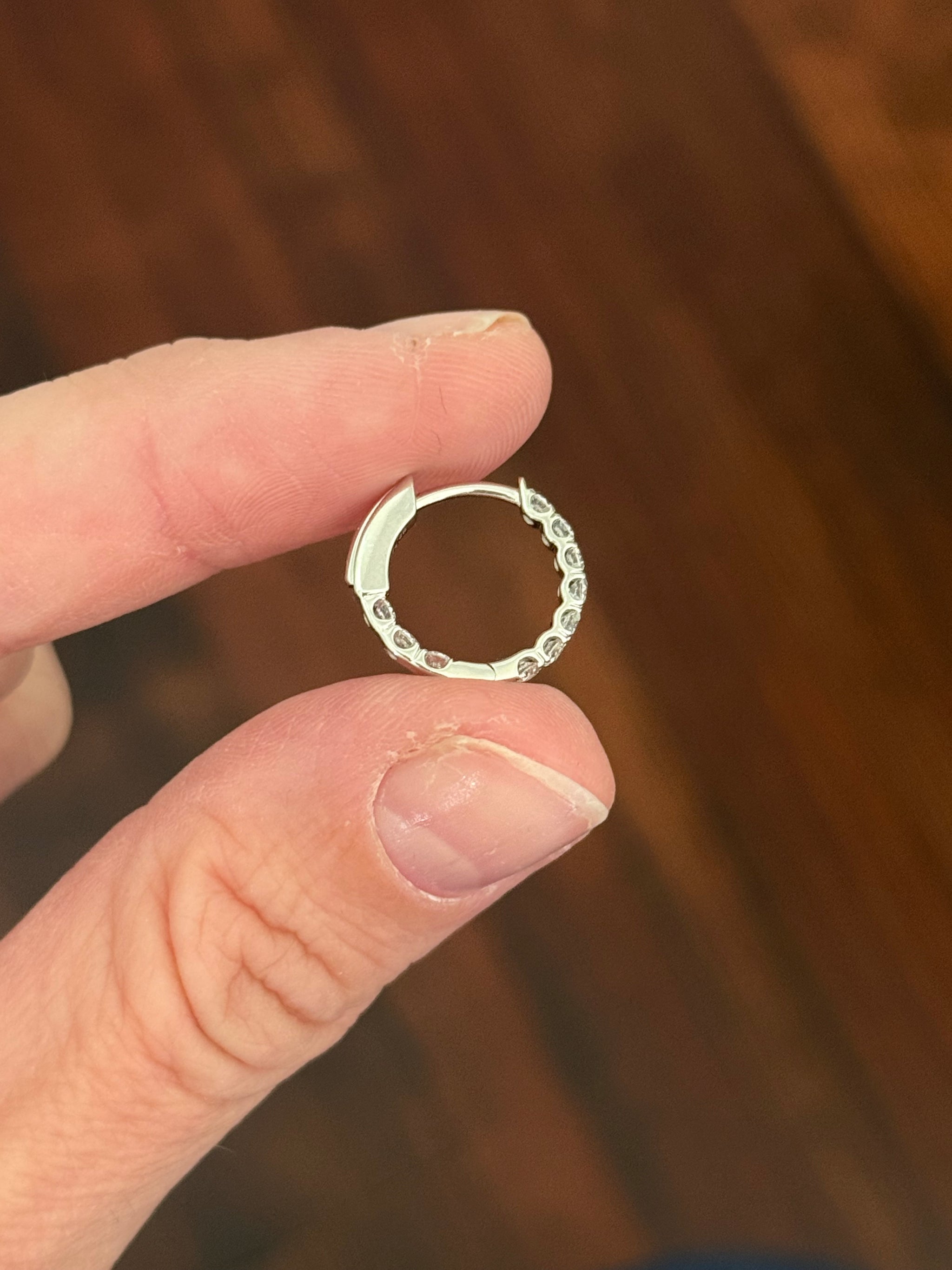 14.2mm white gold 0.72ct lab diamond inside out hoops
