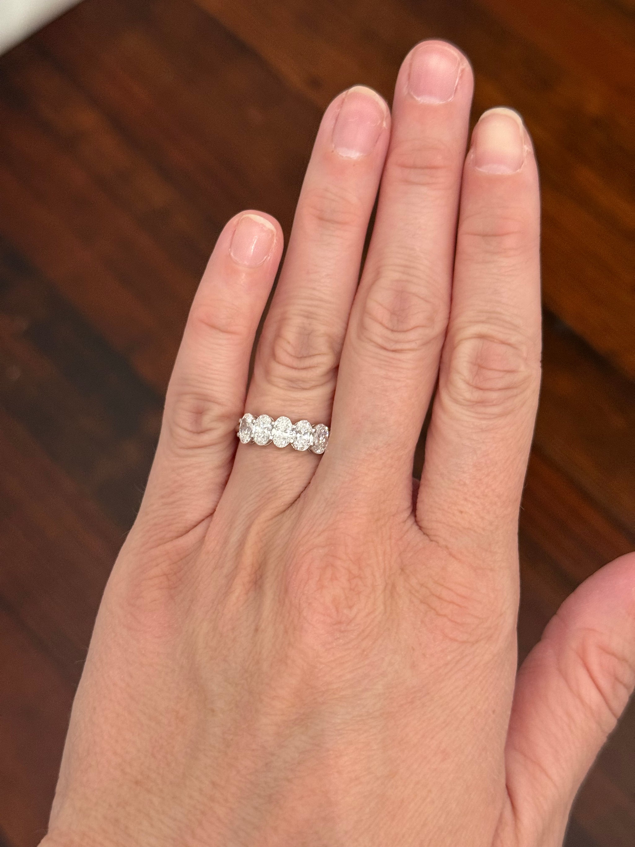 White gold 5 stone oval lab diamond ring