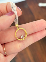 Yellow gold lab diamond pendant. Lab diamonds are set in white gold