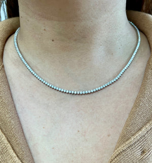 6.03 CT Lab 16.25 inches 3 Prongs Tennis Necklace
