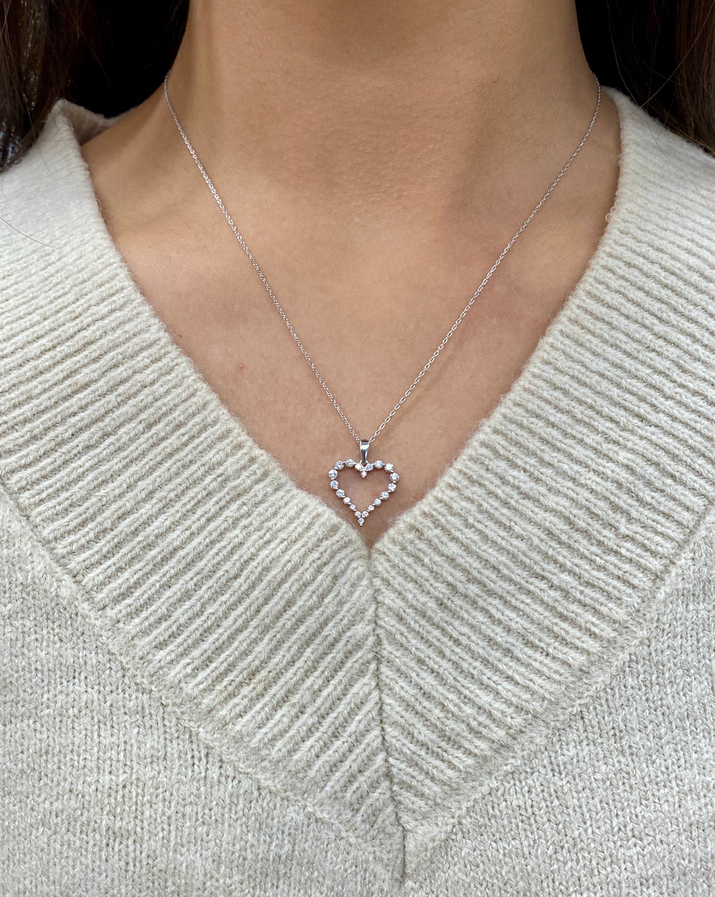 0.50CT Lab-Grown Diamond Sterling Silver Heart Necklace