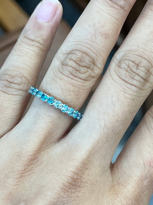 *Premade* 1.84 cttw Half Fancy Blue and Half Lab Diamonds Eternity Band