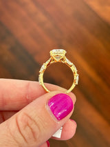Yellow gold round and marquise lab diamond ring. Center stone is 3.05cts