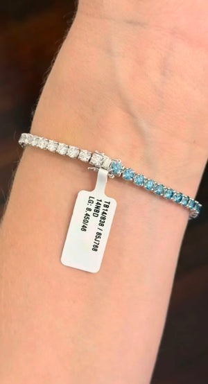 8.45 ct Blue and white Lab Diamond Tennis Bracelet