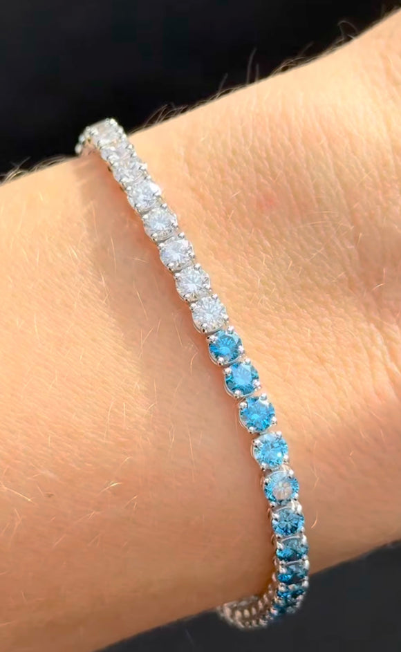 7.82 ct Blue and White Lab Diamond tennis bracelet