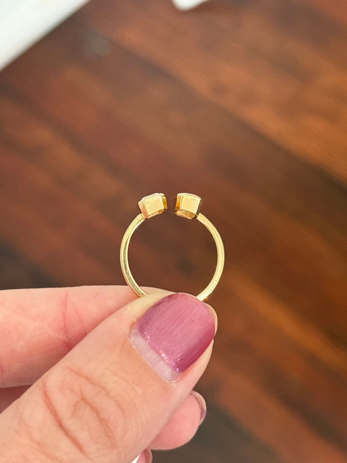 Yellow gold bezel set baguette lab diamond ring