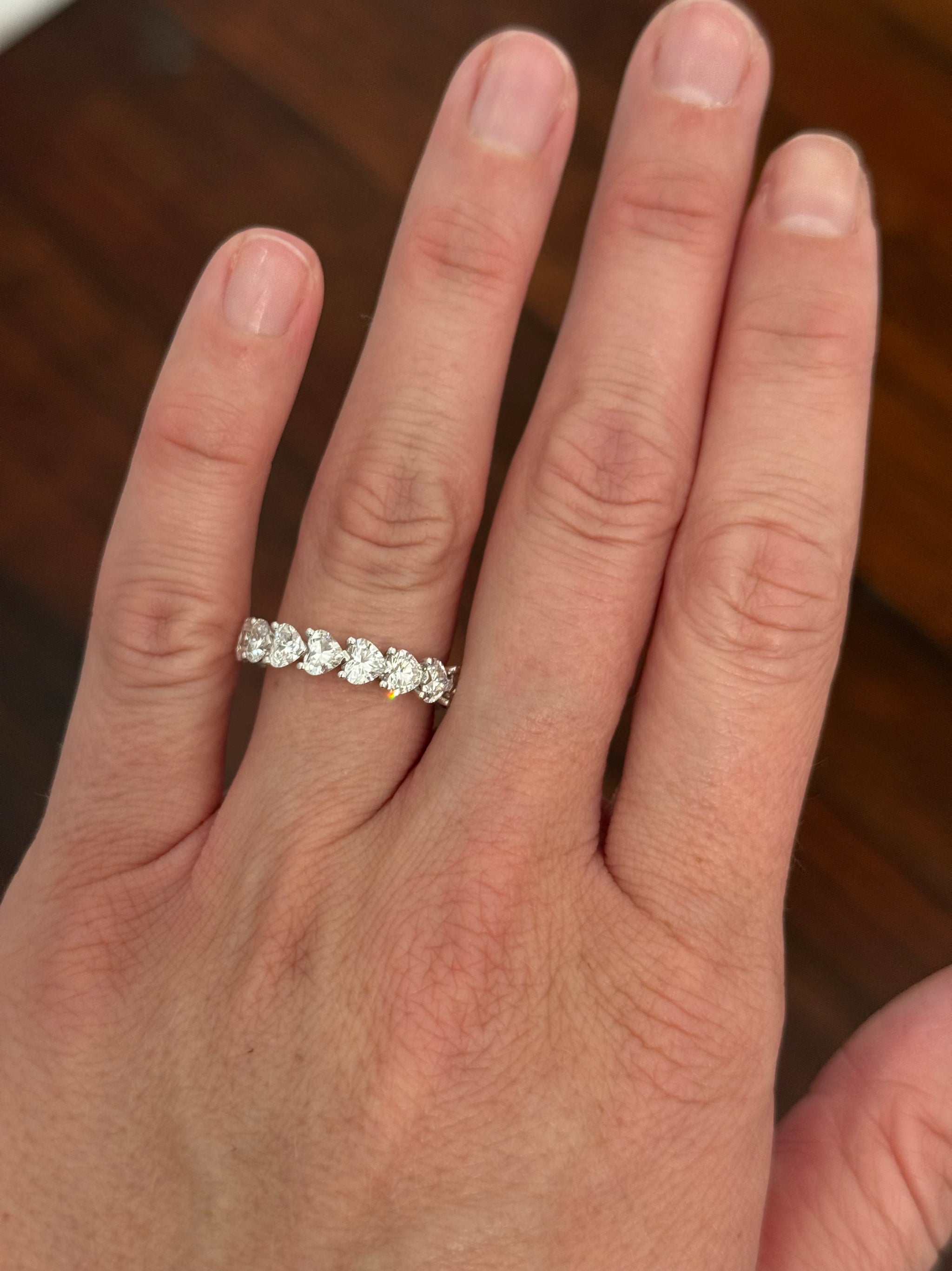 White gold 4.47ct heart shape lab diamond eternity band