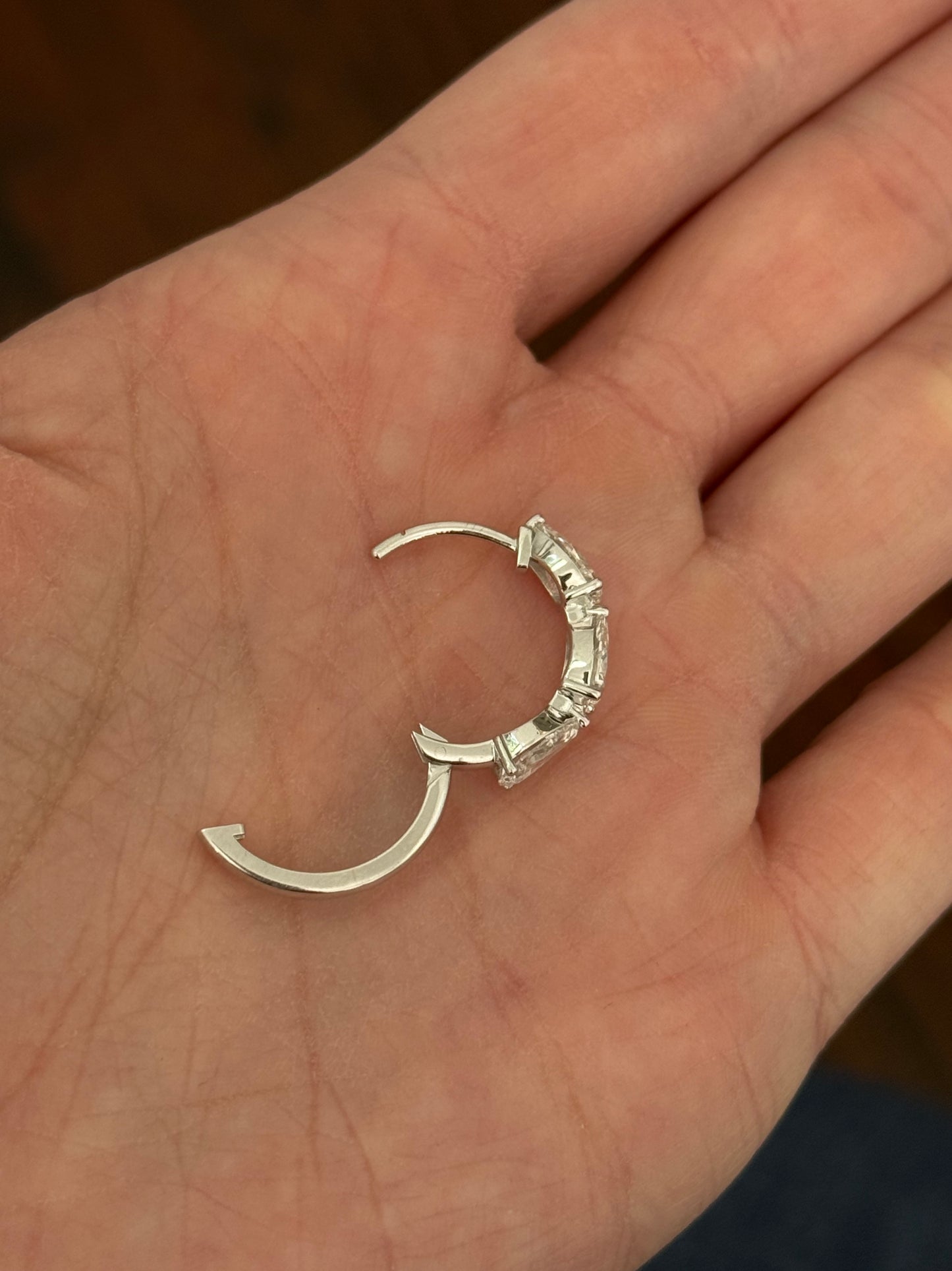 White gold 3.87ct pear shaped lab diamond hoops