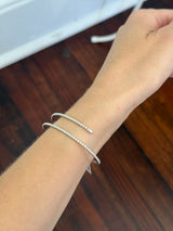White gold 1.42ct natural diamond wrap around flex bracelet