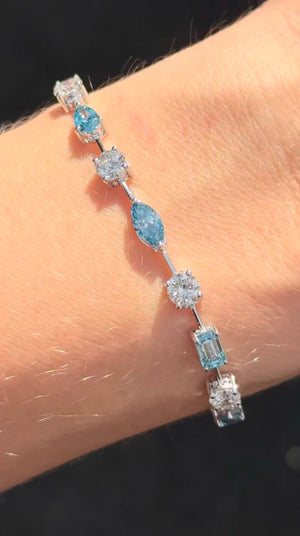 7.69 CTW White gold mixed shape bracelet