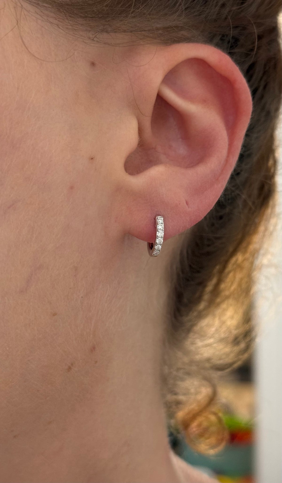 10.4mm white gold 0.19ct lab diamond hoop earrings
