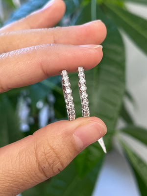 14k 1.0 ctw White Hoop Earrings