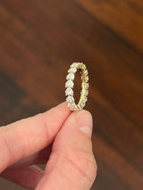 Yellow gold 3.01ct heart shaped lab diamond eternity band