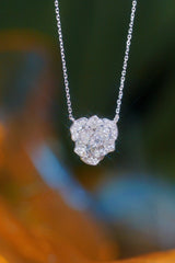 18K White Gold Real Natural Diamond Pendant Necklace for Women