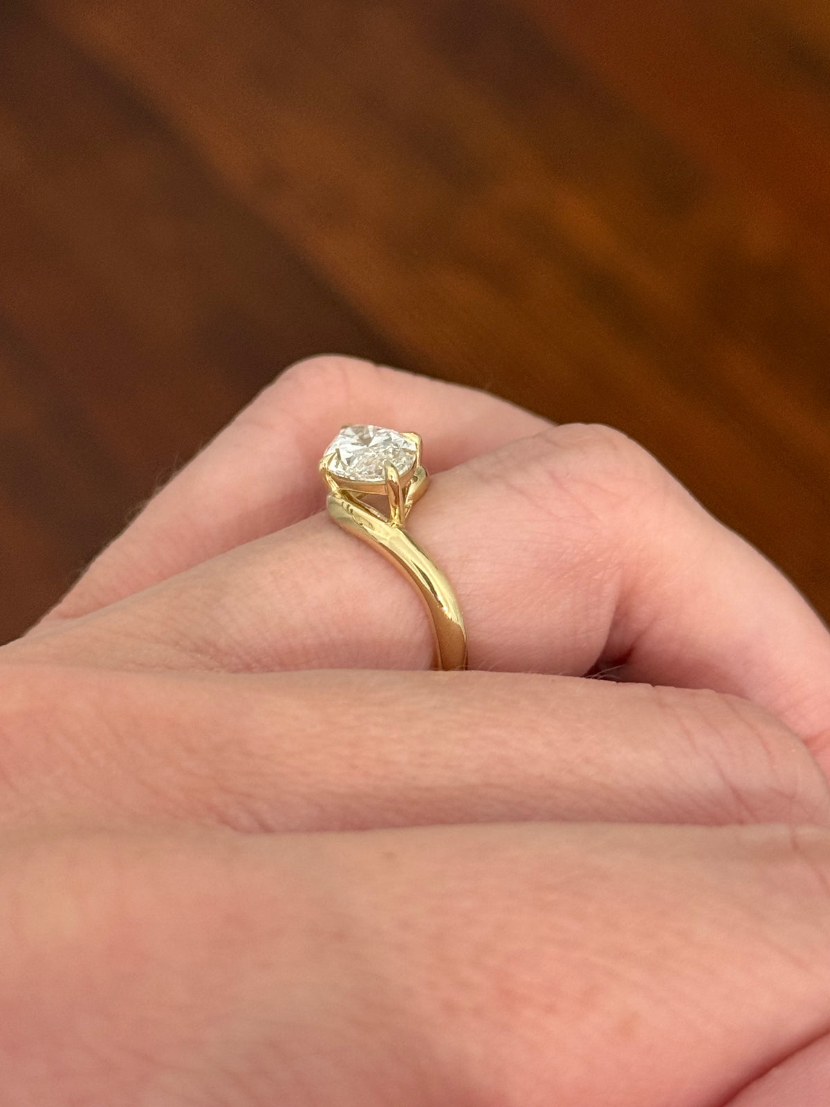 Yellow gold east west set IGI certified 2.5ct marquise lab diamond ring