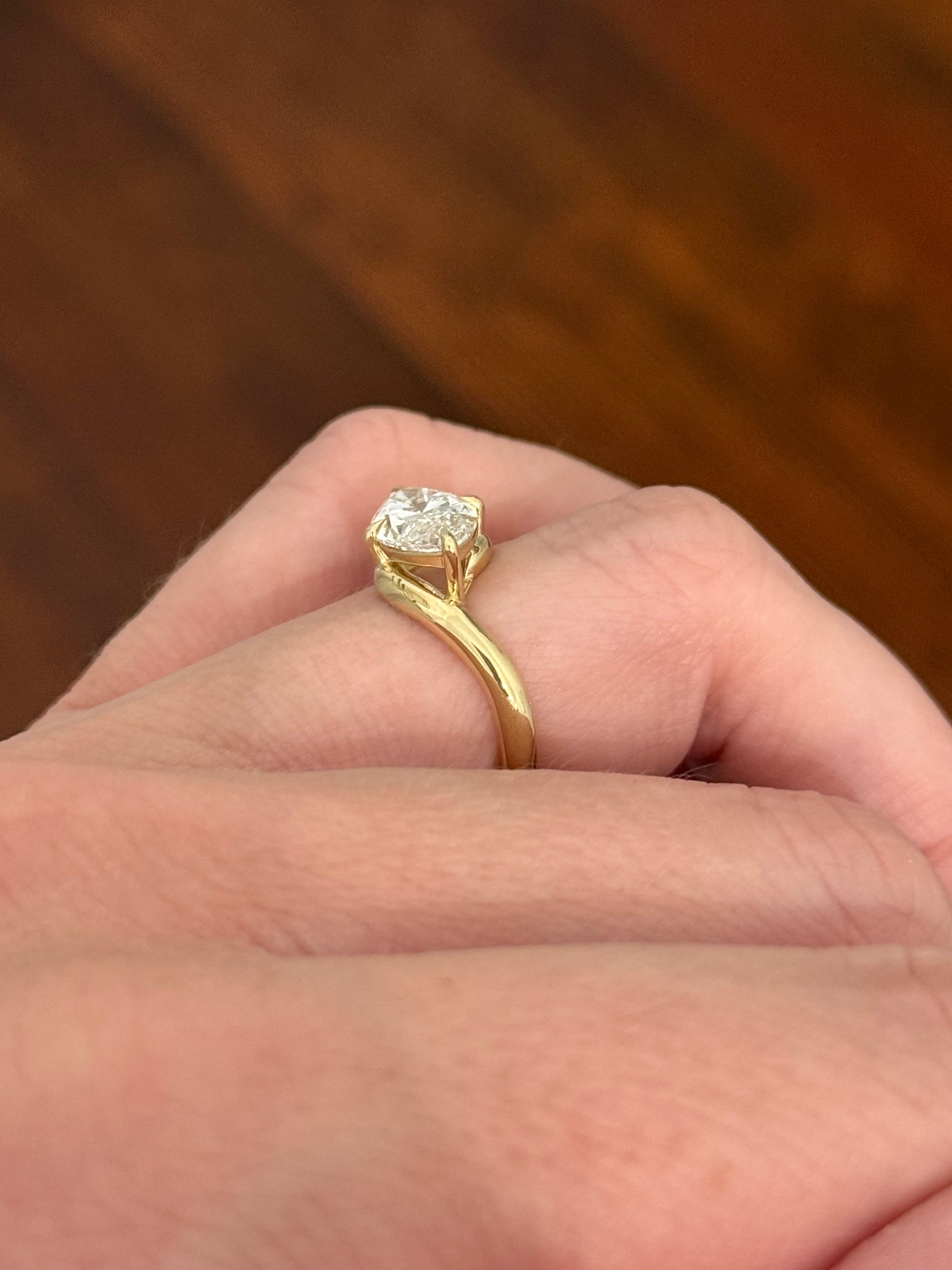 Yellow gold east west set IGI certified 2.5ct marquise lab diamond ring