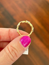 Yellow gold marquise and round lab diamond band