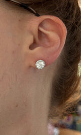 White gold 2.28ct lab diamond stud earrings with a screw back
