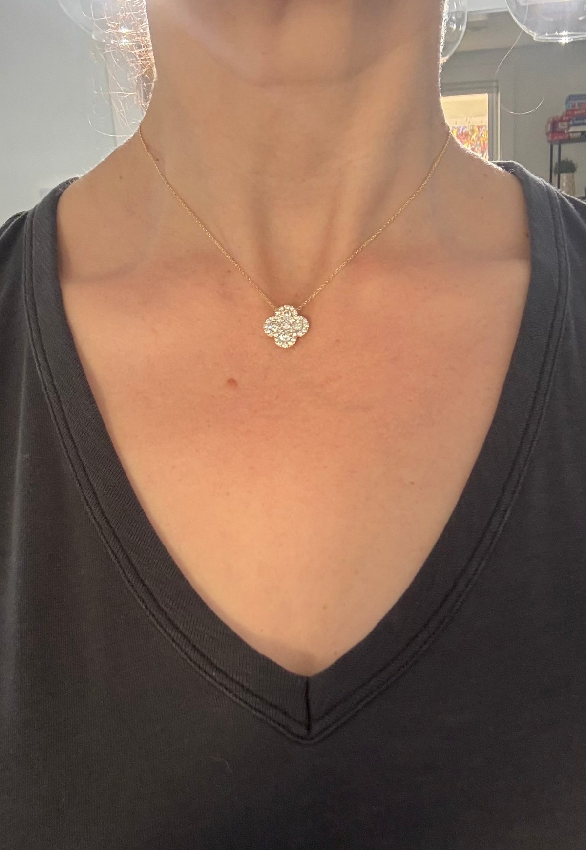 1.82ct lab diamond clover necklaces available in yellow and rose gold