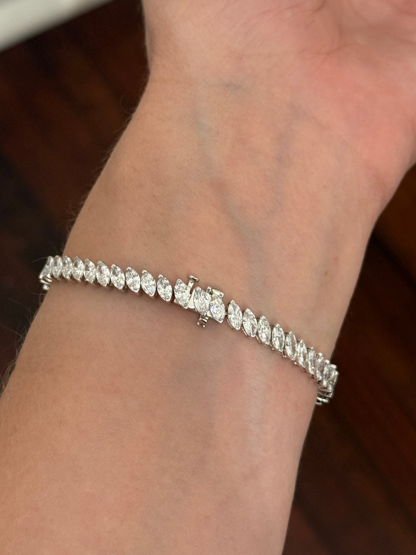 White gold 8.66ct marquise lab diamond bracelet