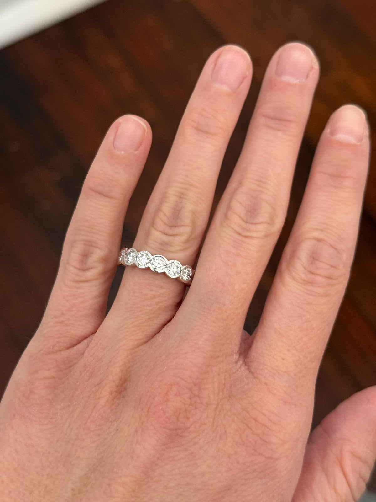 White gold half bezel 2.01ct lab diamond band